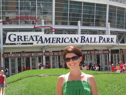 Colleen in front of Great American Ballpark