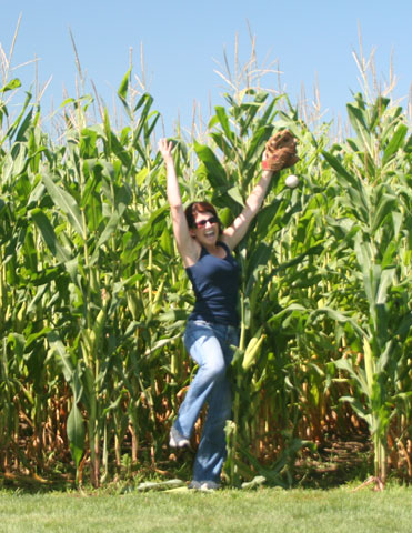 Falling into the corn, not making the catch, with a look of terror on my face