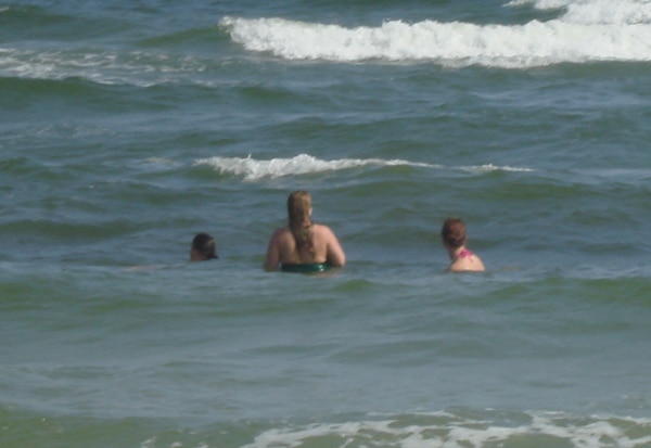 Body surfing in the ocean