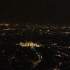 Arc de Triomphe at night from the top of the Eiffel Tower