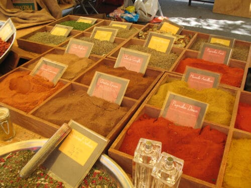 Colorful spices at the market