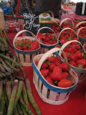 Strawberries and asparagus are definitely in season here