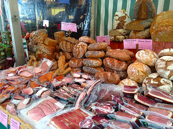 breads and various prosciutto
