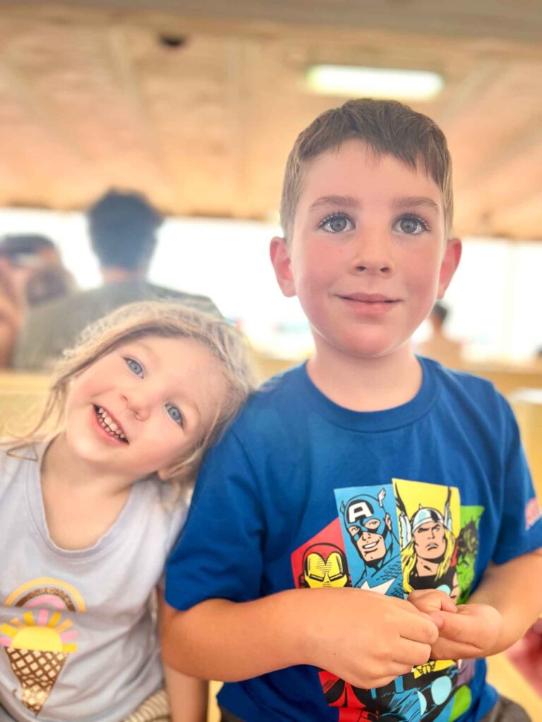 kids on the ferry to Elba