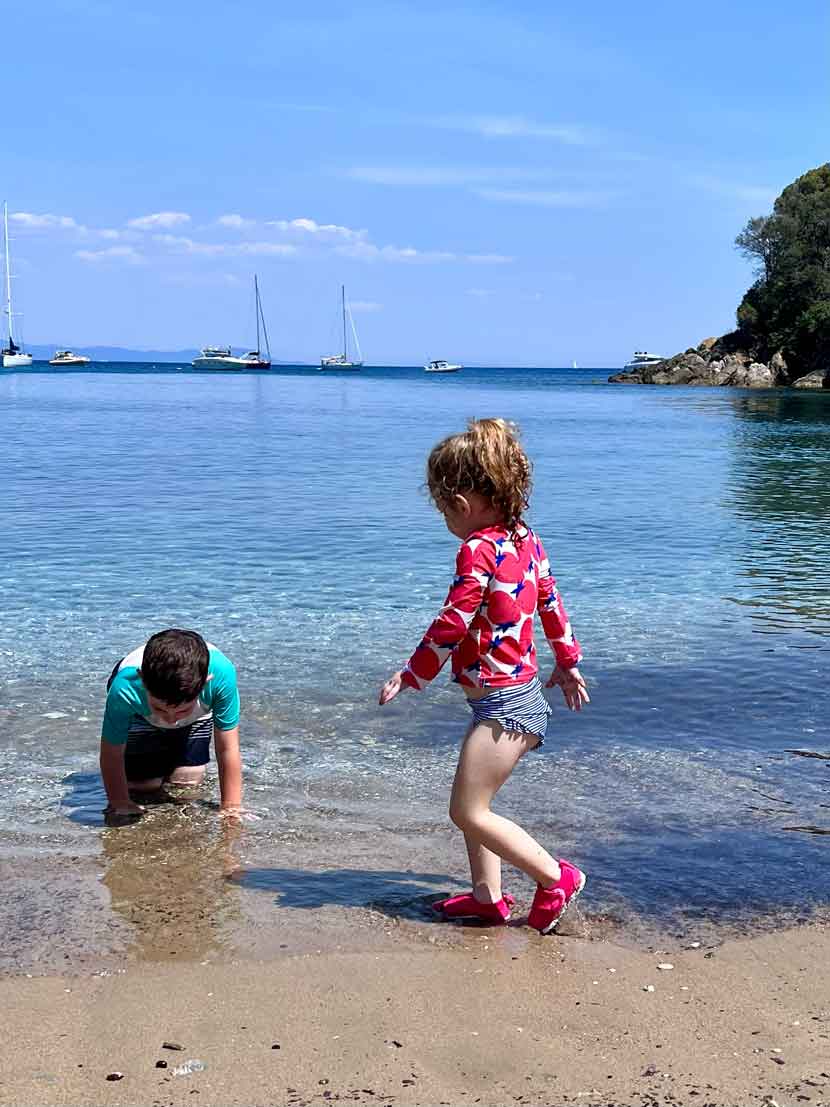 two kids playing in the Mediterranean Sea