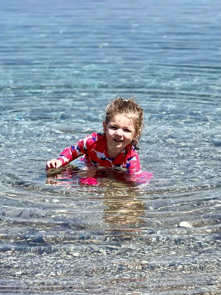 girl playing in the Mediterranean Sea