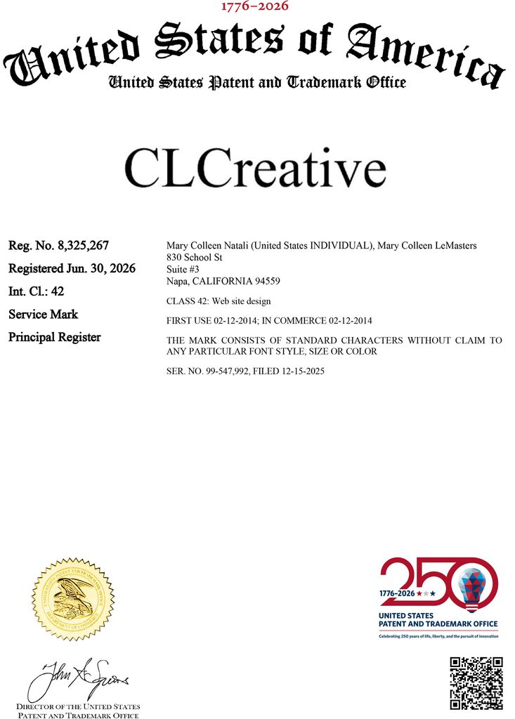 CLCreative trademark certificate